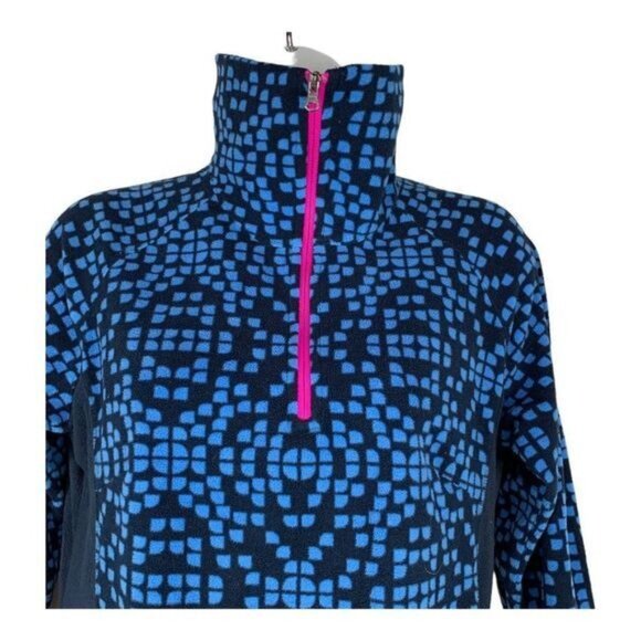 Columbia Womens Small Half-Zip Fleece Pullover Blue Geometric Pattern Polyester - Picture 2 of 9
